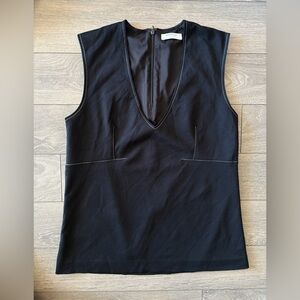 Babaton (Aritzia) Contrast Stitch V-Neck Blouse